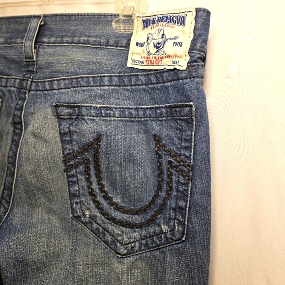 True Religion Mens Blue Denim Straight Leg 5-Pocket Jeans Size 38 x 29 - Picture 3 of 10